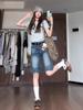 Retro Spicy Girl Women's Low-Waist Denim Shorts - Summer Loose Fit 5-Point Wide-Leg Mid-Length Design