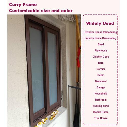 Brown Aluminum Sash Window with Frame and Screen, Horizontal Sliding Shed Window for Barn, Dormer, Shed, Treehouse, or Trailer, Basement Sliding Windo