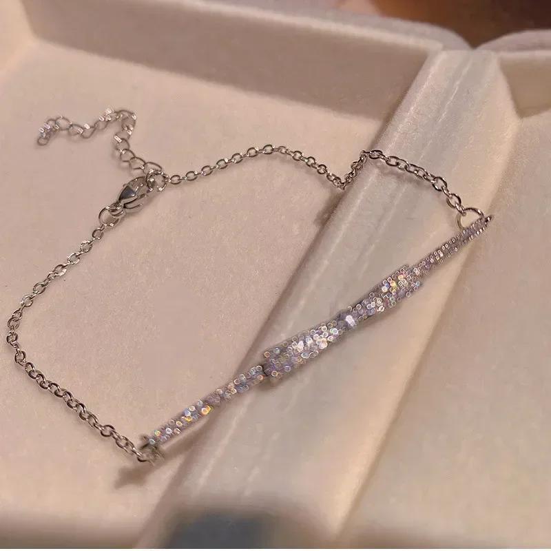 New Silver Color Beads Braided Pearl Bracelet For Women Fashionable Personalized Daily Accessory Party  Birthday Gifts