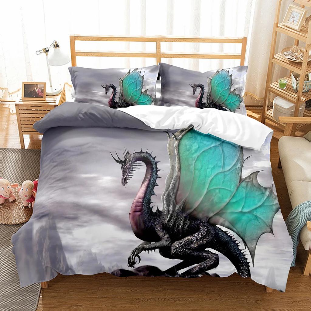 Comforter Cartoon Dragon Fly Dragon Wild Animal Comforter For Kids Boys Men Bedding Set Lightweight Soft
