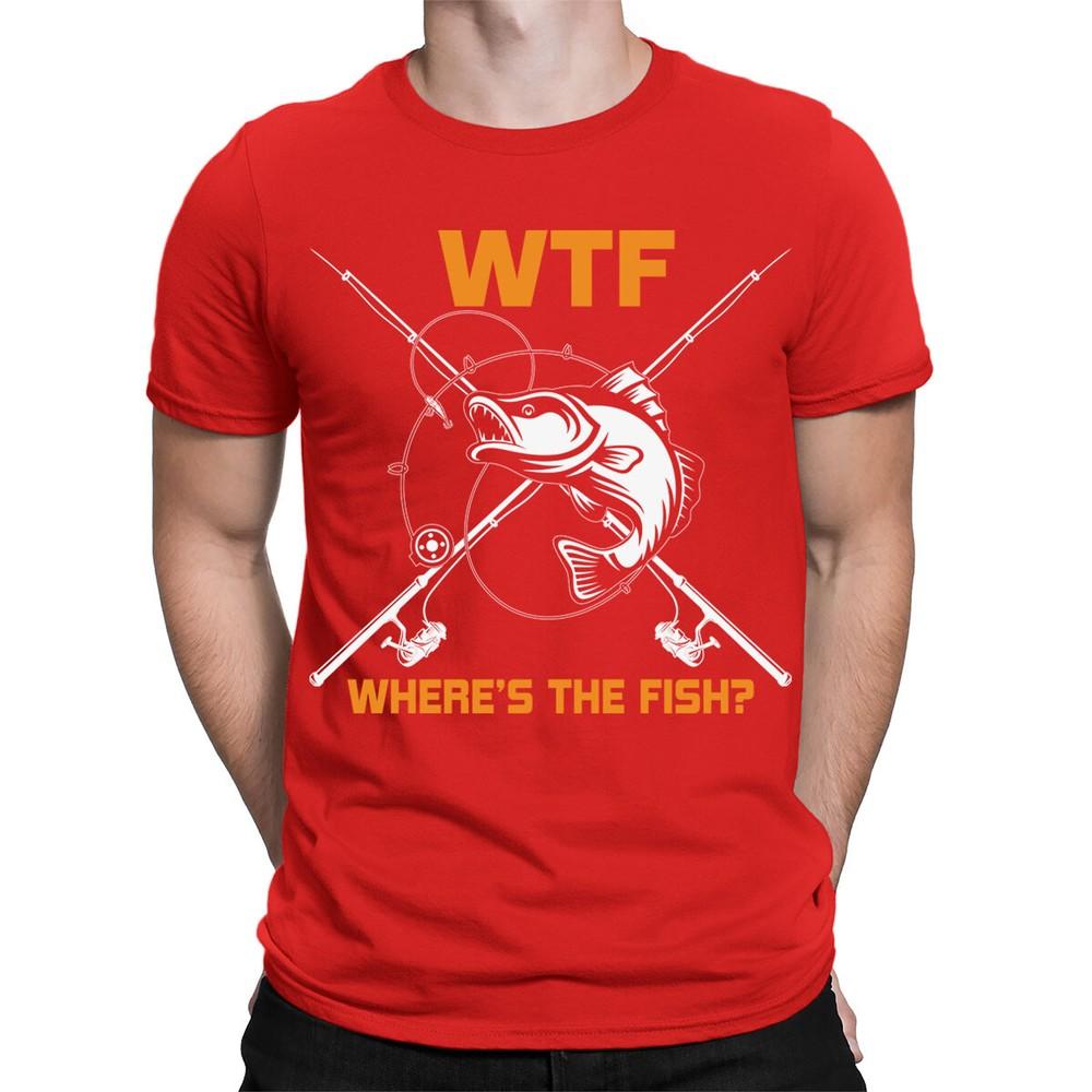 Wheres The Fish Funny Fishing Fun Party Gift Fisherman Mens TShirts Top TA89 2XL