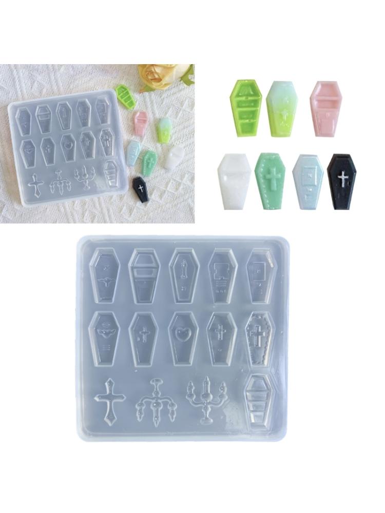 Halloween Silicone Resin Mold Tiny Coffin Shape Mold Filling Craft Quicksand Filler Resin Mold Making Handmade Craft