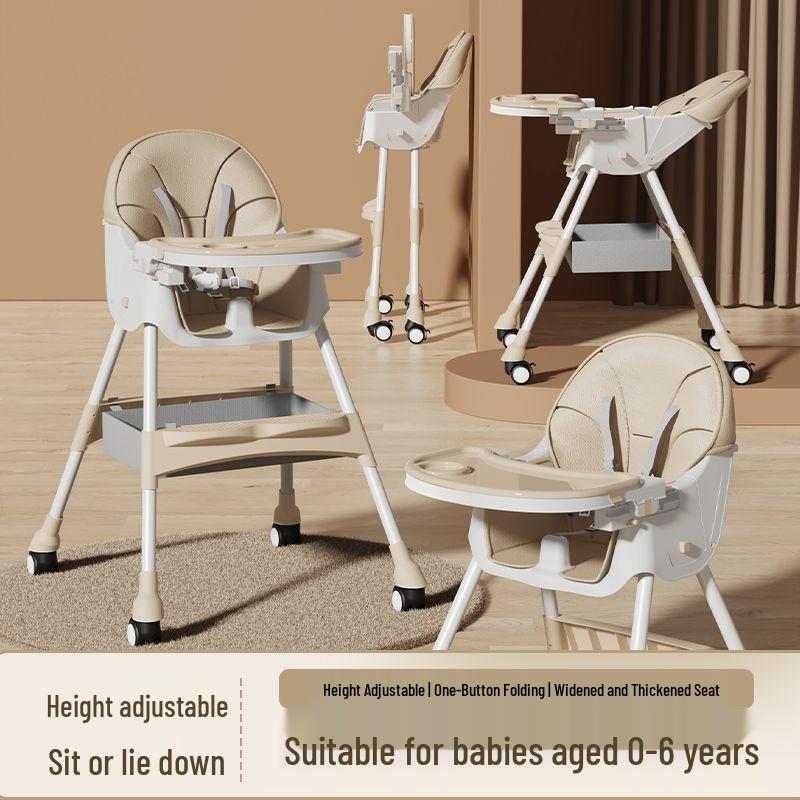 Foldable Multifunctional Baby High Chair - Portable Infant Dining & Activity Seat