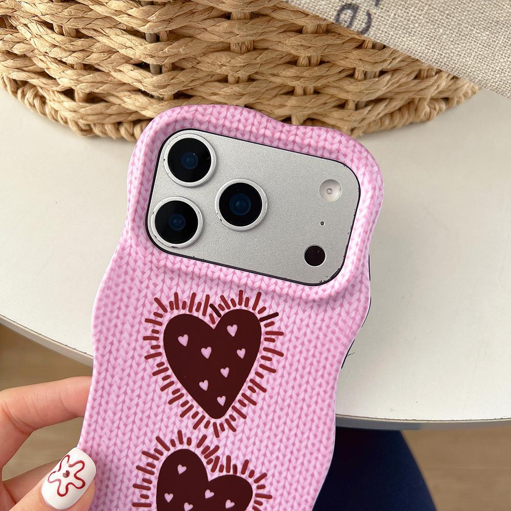 Wave Edge Cute Heart Lovely Love Shockproof Phone Case for iPhone 17promax 17 13 14 15 16 ProMax 17Pro Protector Anti-fall Cover