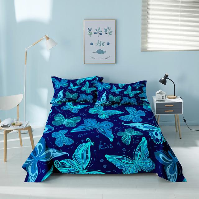 

Простыни с принтом бабочки, мягкие, удобные для кожи плоские простыни для декора спальни, покрывала королевского размера для девочек и взрослых 243x167cm(1Pc)