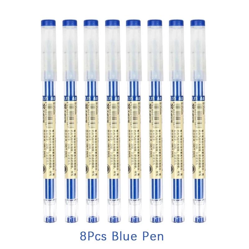 54pcs/set 0.35mm Gel Pens Office School Exam Sign Ballpoint Pen Blue Red Black Ink Replaceable Pen Refill Rods Kawaii Stationery