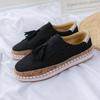 Large size women's shoes 2026 summer new retro round head elastic hollow single shoes casual tassel flat baseplate shoes