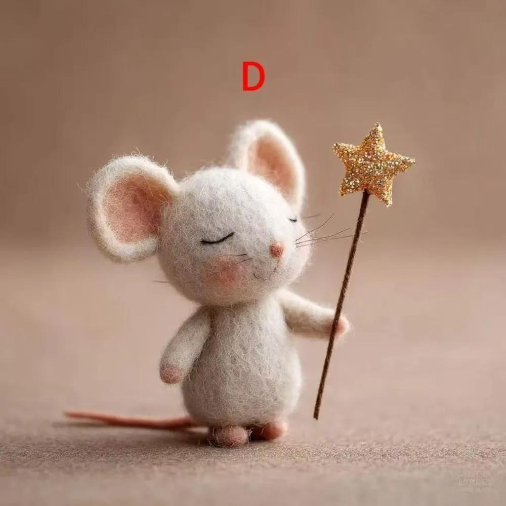 Craft Needle Felting Supply Starry Night Felt Mice Cute Mouse Handmade Felt Mice Ornaments Figurine Gifts Mouse Animal Figurine
