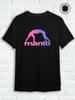 Manto Black Crew Neck Short Sleeve T-Shirt with Pink Purple Wrestling Figures