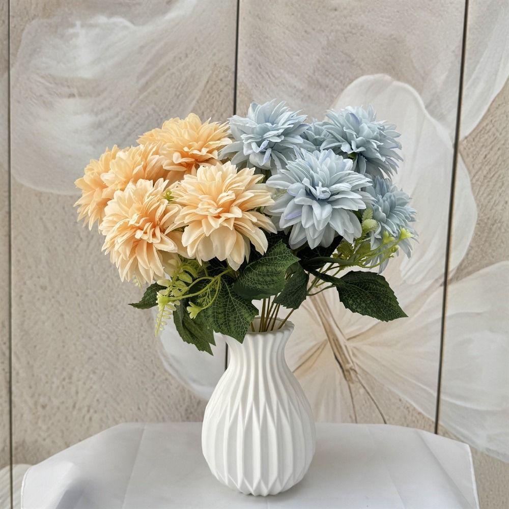 Silk Petals Dahlia Artificial Flower 7 Heads Faux Flower Simulation Flower  Living Room Decor