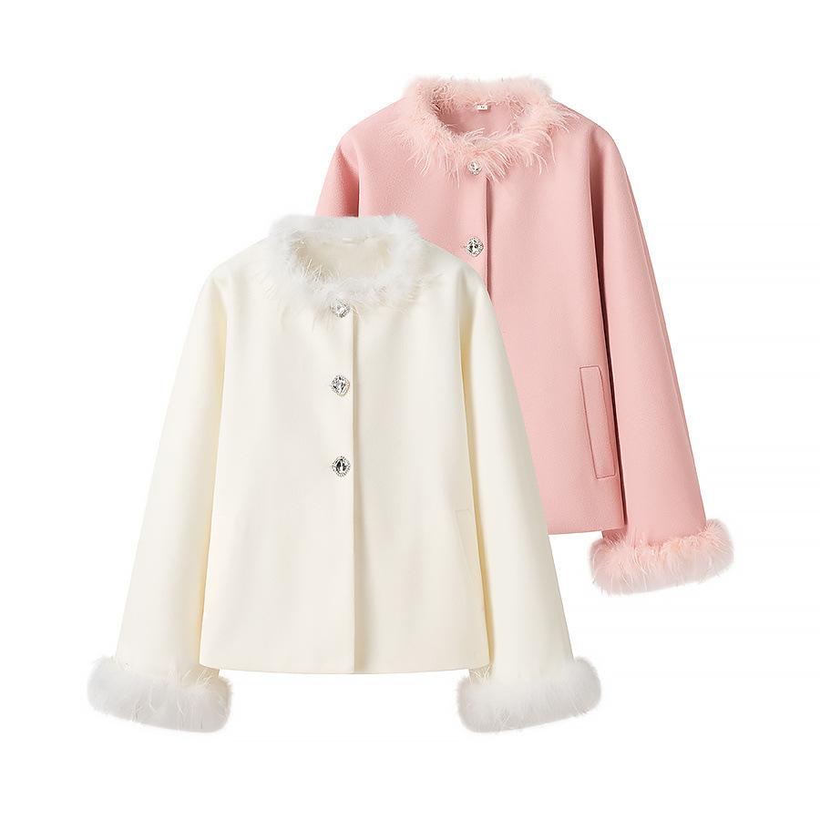 Autumn new women's clothing, European and American French design sense, fashionable and versatile long-sleeved woolen coat
