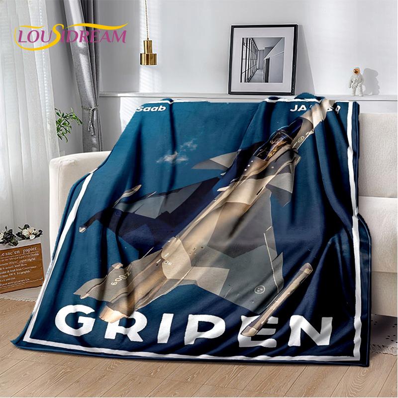 3D Space Spitfire Aircraft  Air Force Jet Fighter Cartoon Blanket,Soft Throw Blanket for Home Bedroom Bed Sofa Cover Child Gift