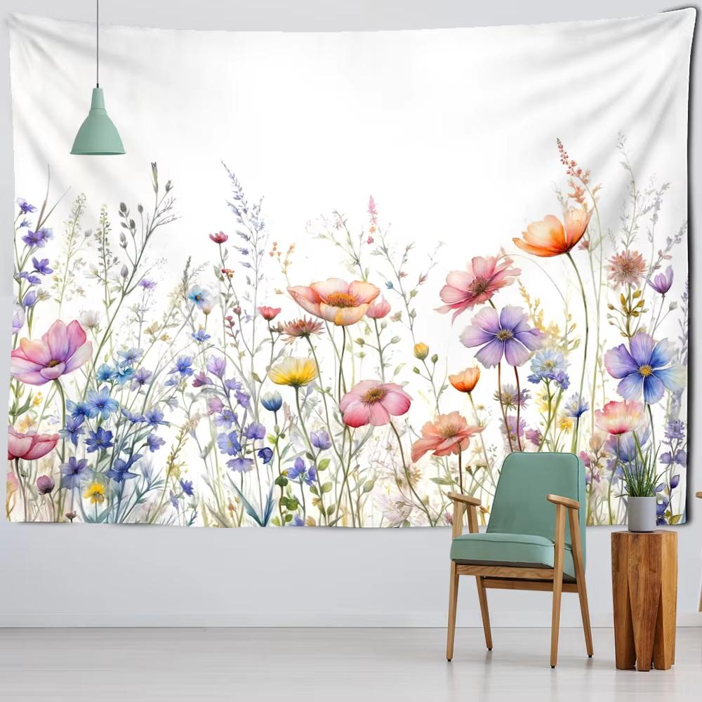 Boho Nature Landscape Floral Green Plants Tapestry Wall Hanging Fern Leaves Aesthetic Room Home Decor