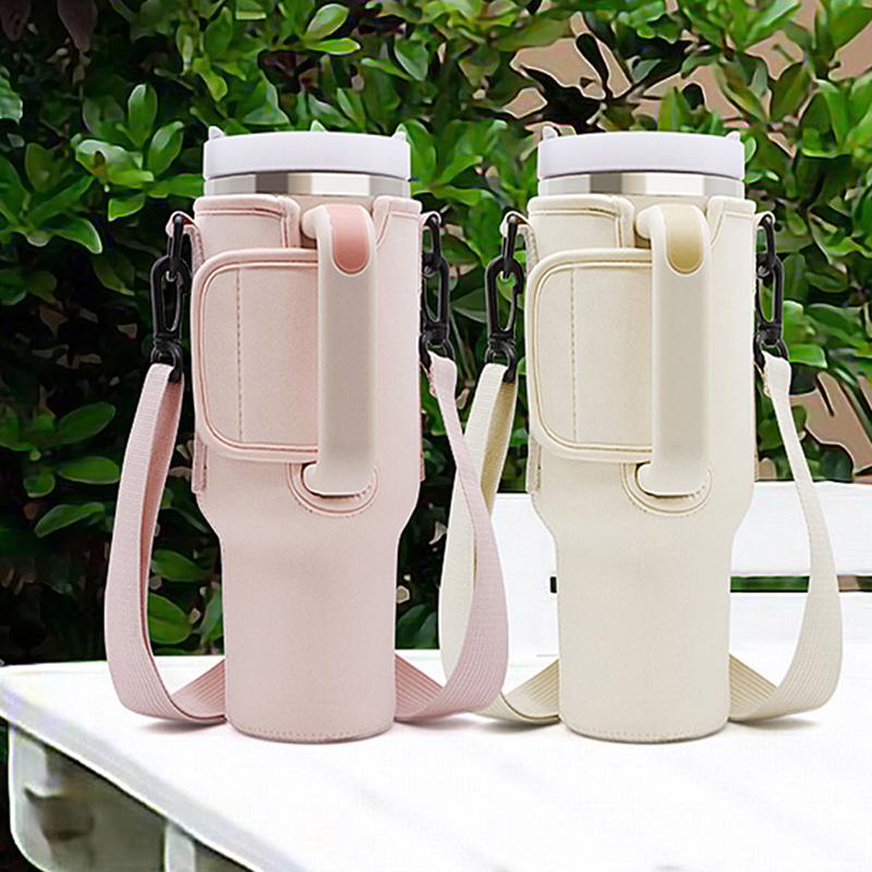 Water Bottle Carrier Bag Compatible With 40Oz Tumbler With Handle, Water Bottle Holder With Adjustable Shoulder Strap