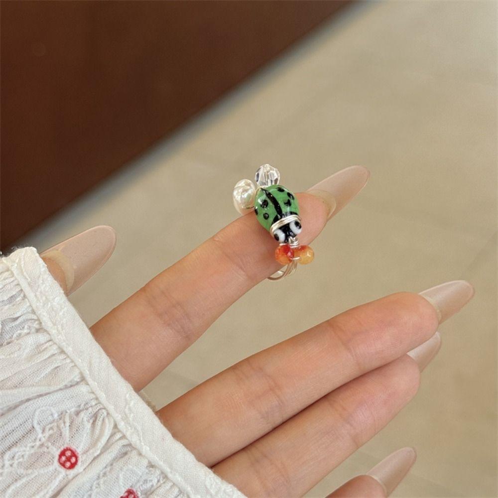 Jewelry Accessories Insect Drip Oil Ring Geometric Enamel Flower Ring Retro Painting Ring  Friend