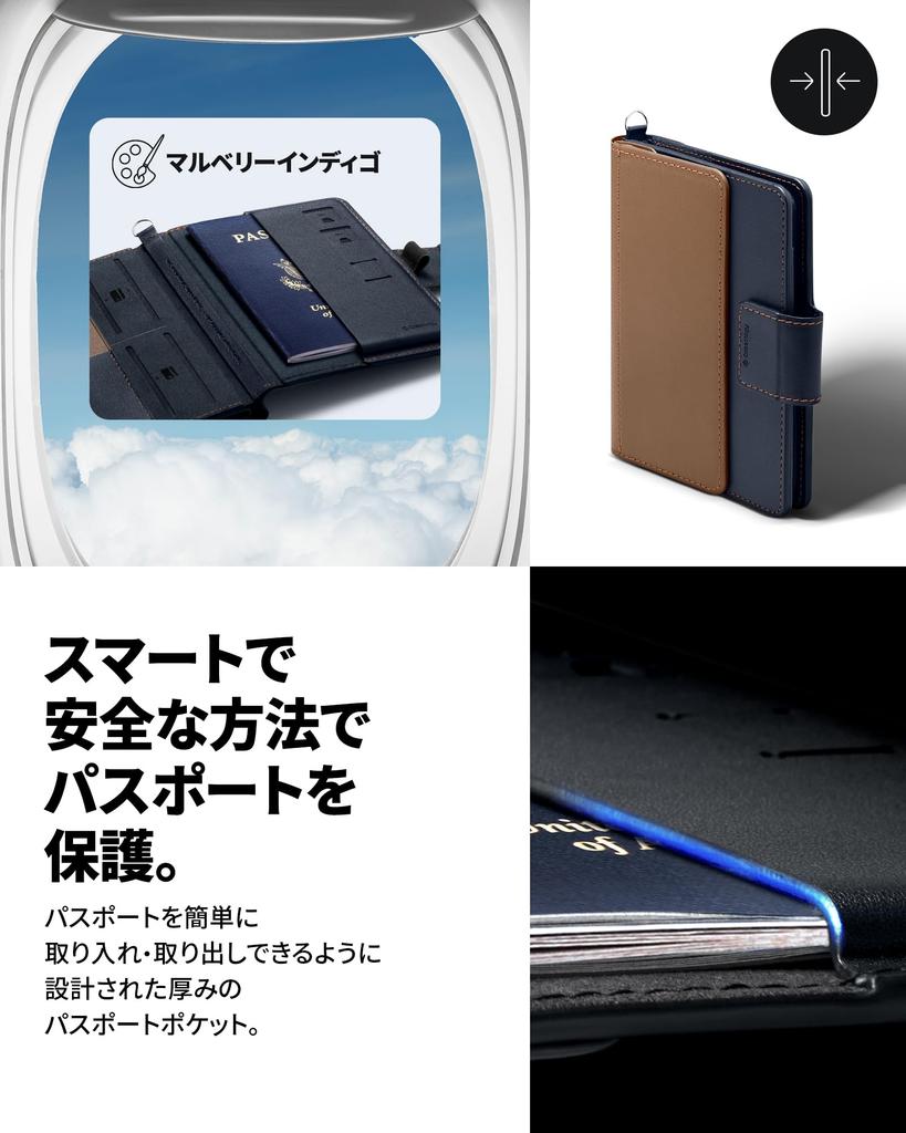 Caseology Passport Case with Stand Travel RFID SIM Pocket Mulberry Indigo Function, Multi-Storage Wallet, Blocking, Anti-Skimming, Pin, Multi-Function