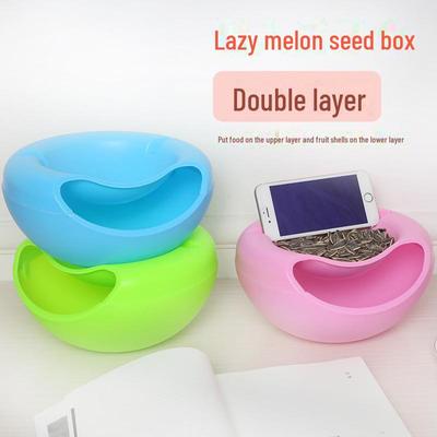 Creative Double-Layer Melon Seed and Candy Plate with Desktop Storage
