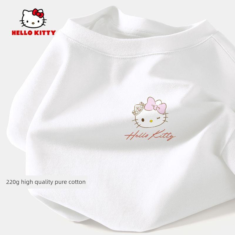 Hello Kitty Girls' Short-Sleeved T-Shirt Summer Pink Children's Base Shirt Pure Cotton Heavyweight Girls' Summer Top