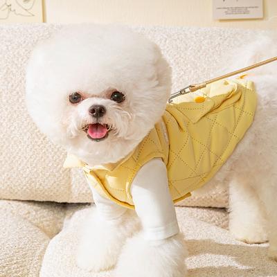 Dicke Herbst Winter Welpenkleidung Weste Teddy Bichon Kleiner Hund Pull Warm Katzenkleidung Lila Gelb Haustierweste Baumwolle Haustierkostüm