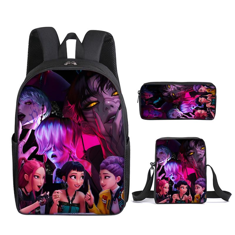Kpop Demon Hunters School Backpack Set With Oxford Fabric And Air Cushion Straps For Students