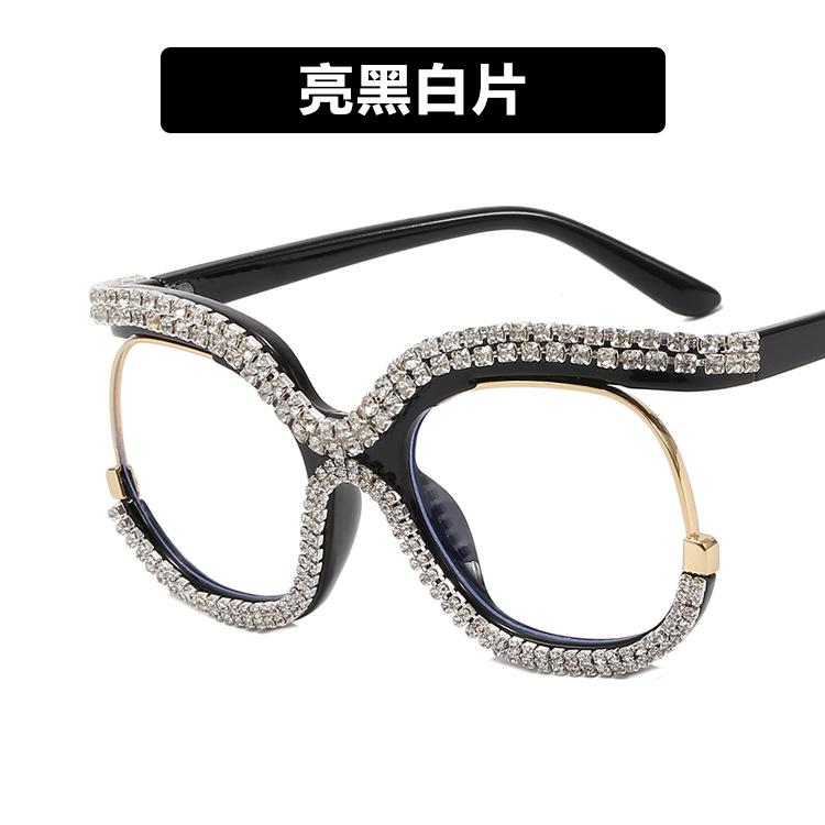 Diamond owl large frame glasses frame new trendy flat glasses ins Internet celebrity anti-blue light European and American glasses frame