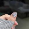 Blue Glass Beads Cat's Eye Pure Hand-worn Armor White Simple Short High-end Nail Patch Fake Nails