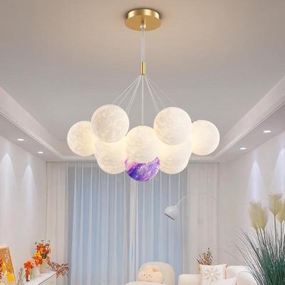 Lámpara de dormitorio Iluminación nórdica Lámpara de burbuja de luna creativa minimalista moderna Sala de estar Comedor Habitación de los niños Iluminación del planeta