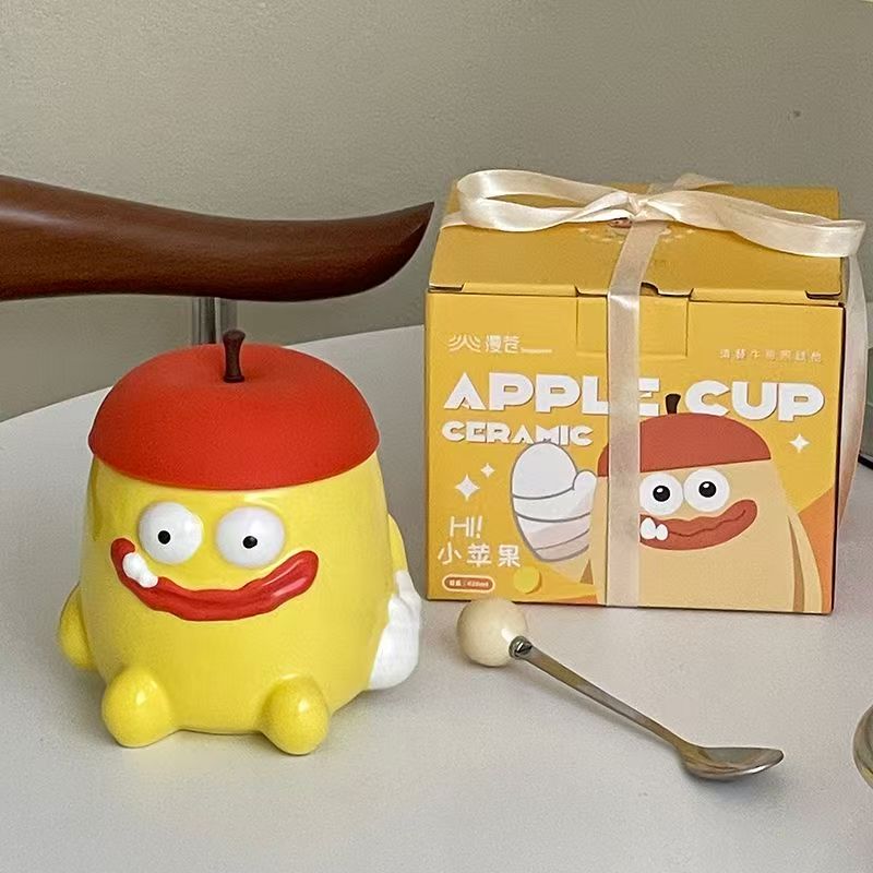 

Ugly Cute Ceramic Mug with Lid Spoon,Creative Sausage Mouth Coffee Mugs,Office Breakfast Milk Cups, Funny Birthday Gift Tea Cup 401-500ml