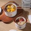 Double-Eared Insulated Ceramic Stewing Pot with Lid for Soups and Egg Custard