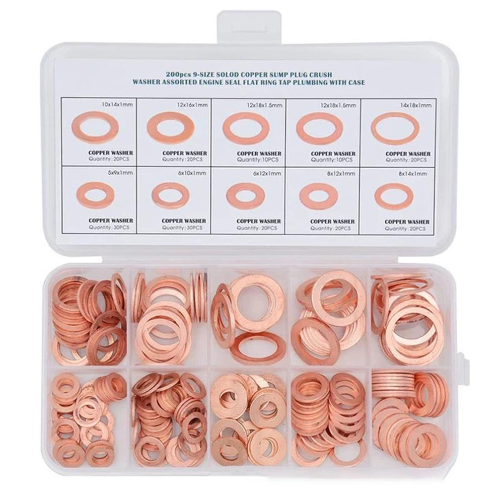 Automotive Repair Copper Gasket Set Flat Washer Set Pressure Reduction Classified Storage Efficient Engine Performance