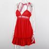 Solid Color Women's Sexy Backless Halter Waist Lace Dresses
