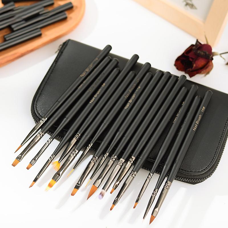 Wooden Handle Nail Drawing Brushes For Manicure Lines Painting Gradient Uv Gel Extension Builder Drawing Pen