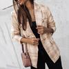 Women Blazer Double-breasted Plaid Print Lapel Long Sleeves Thick Warm Cardigan Formal Business Winter Coat Female Clothes