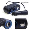 12V/24V Vehicles Lighter Socket Splitter Multiple Device Charging Car Accessory with 2 USB Interfaces Totally 3A Output