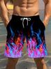 Vintage Men's 3D Printed Flame Graphics Shorts Drawstring Shorts Hawaiian Beach Short Pants Swimming Trunks Men Summer Clothing
