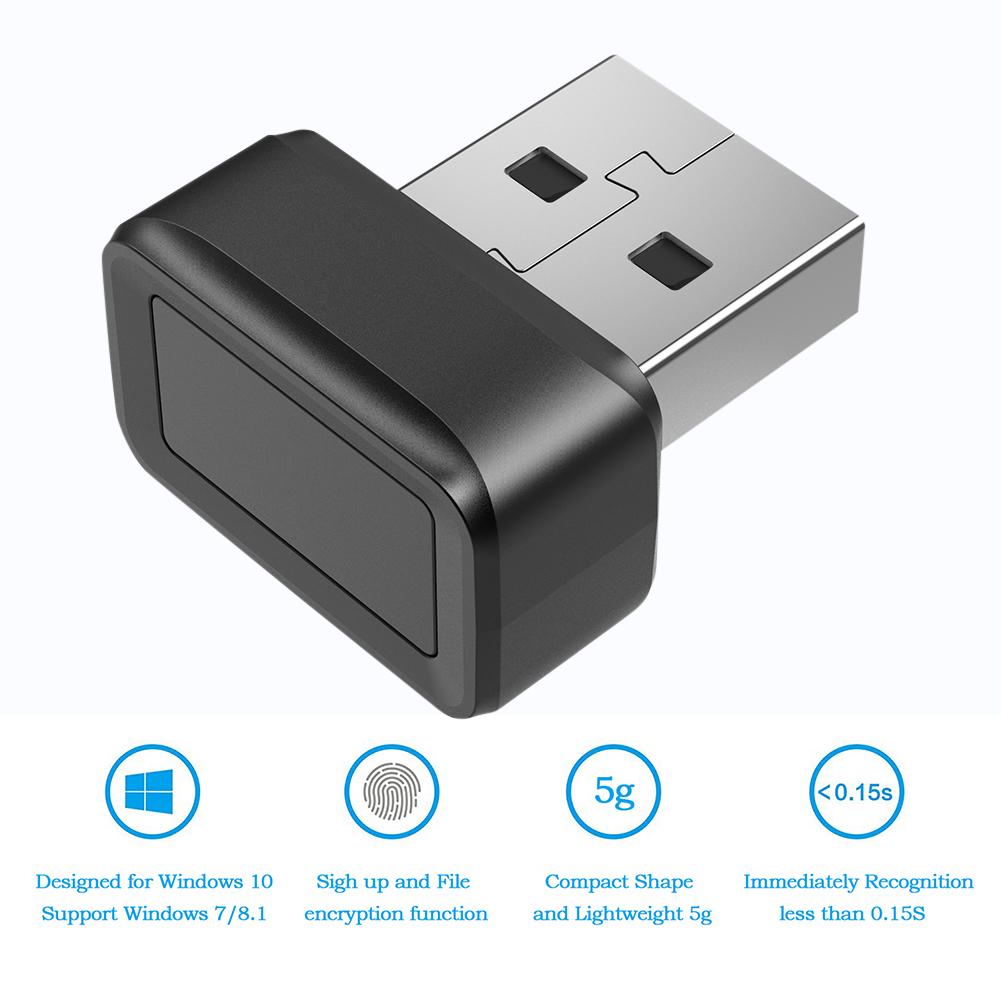 USB Fingerprint Key Reader FIDO U2F Portable Security Key Windows Hello Anti-Spoofing Speedy Matching Security Key 360° Touch