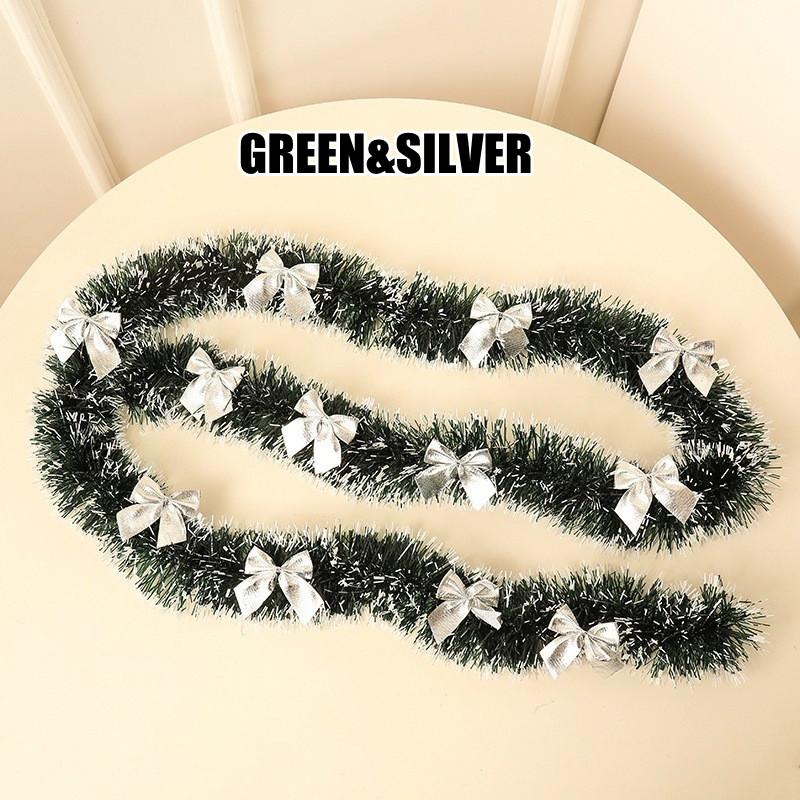 

2 м украшение в сочельник, топы для бара, лента, гирлянда, Рождественская елка, кухонные украшения, украшение для свадебной вечеринки, реквизит 1pc серебряный/зелёный