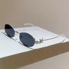 Fashion oval sunglasses women's diamond-encrusted travel photo new sunshade glasses plain and versatile sunglasses