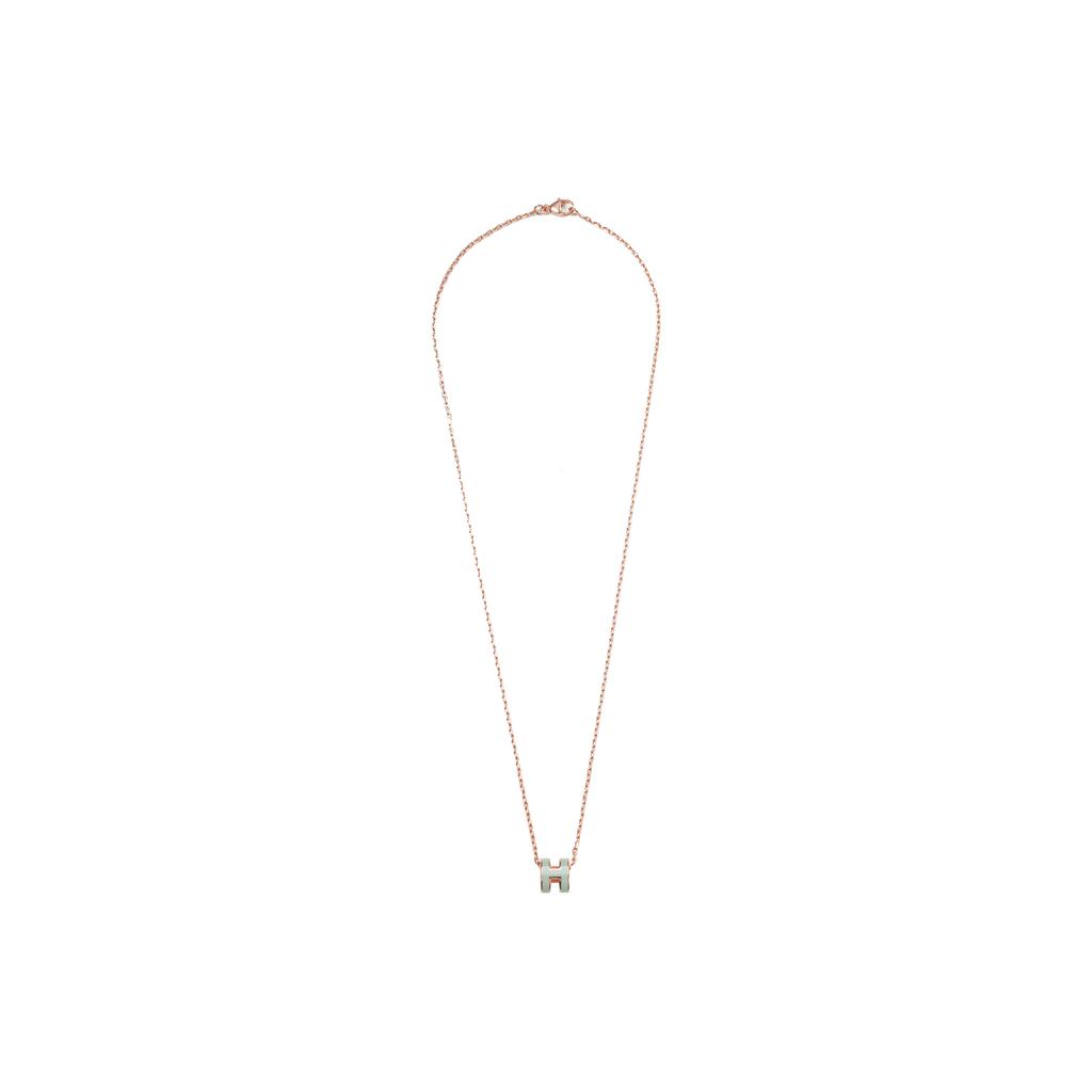 Hermes Mini Pop H Necklace Pendant Bubble Green Women necklace Rose-Gold H147992FO17