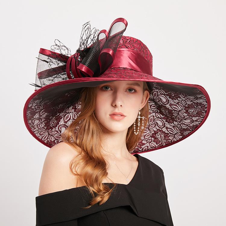Fashion Trendy Brand Breathable Mesh Visor Women'S Summer Lace Flower Beach Hat Folding Sunscreen Sun Hat