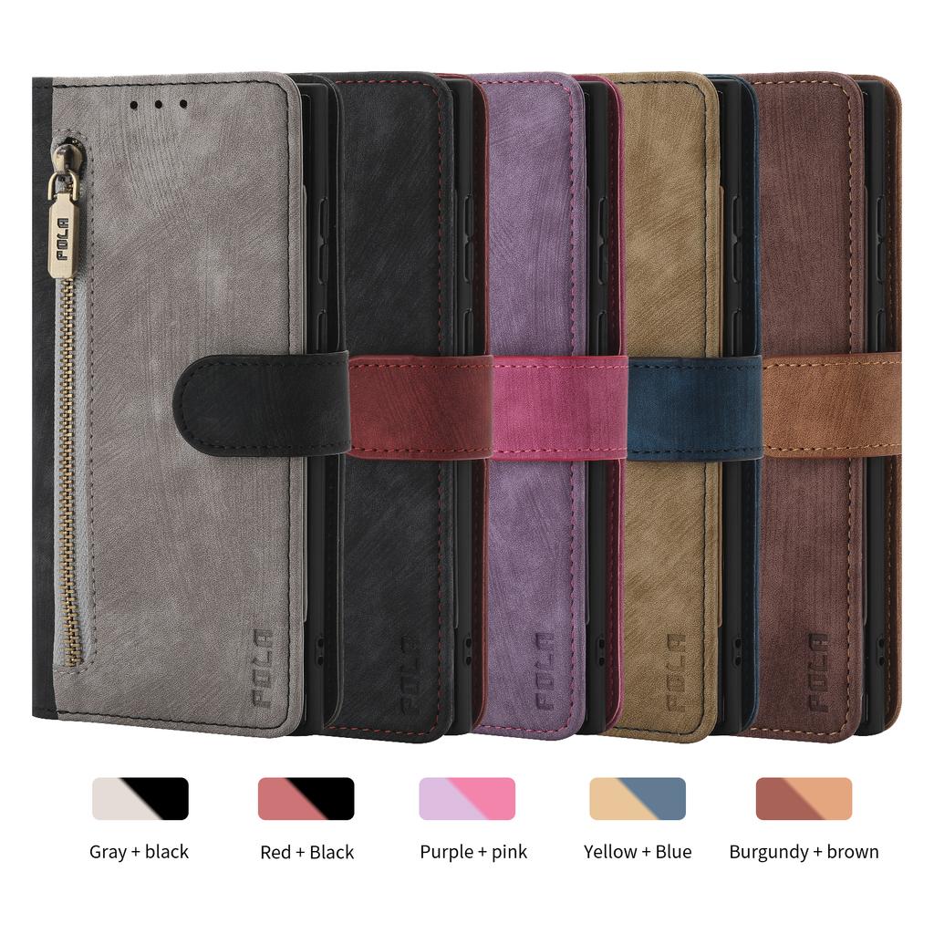RFID Zipper Wallet Flip Leather Cards Solt Case for iPhone 14 15 16 Pro Max 13 12 11 SE 2025 X XS XR 8 7 Plus Stand Phone Cover