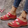 Women Embroidery Slide Sandals Vintage Embroidery Design PU Leather Slipper Gift for Christmas Birthday New Year