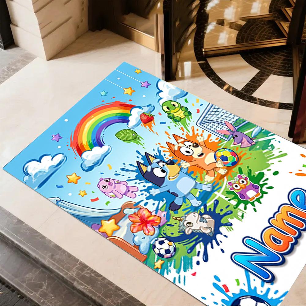 Sunny Day Soccer Fun Personalized Text Area Rug Suitable for Outdoor Playrooms Decorate room Game Room Anti-slip Rug Anime Office Decor