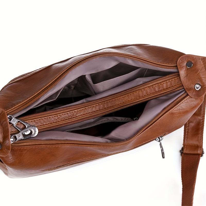 Hobo-Tasche mit großem Fassungsvermögen, schlichte, modische Umhängetasche aus einfarbigem PU-Leder, trendige, vielseitige Schultertasche und Geldbörse für Damen