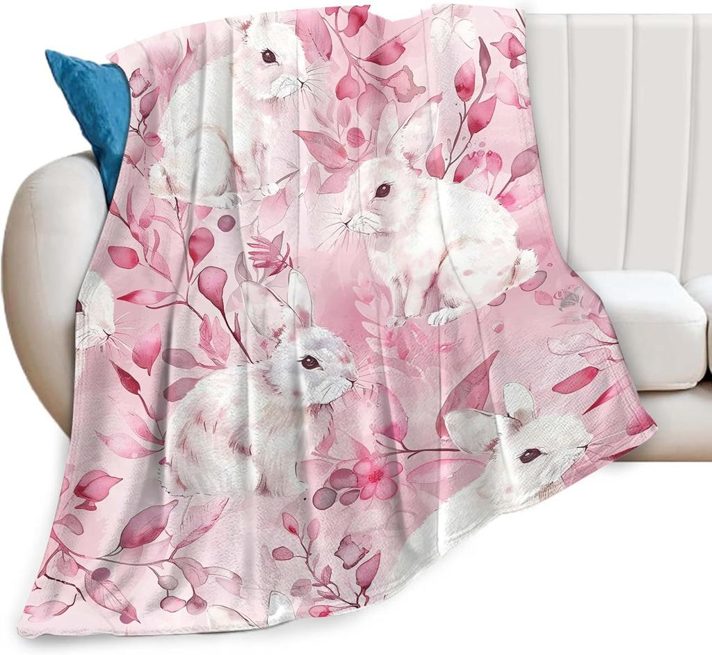 Horse Blanket Cute Horses Flowers Decor Throw Blanket Gifts for Animal Lover Warm Soft Plush Lightweight Fleece Flannel Blanket