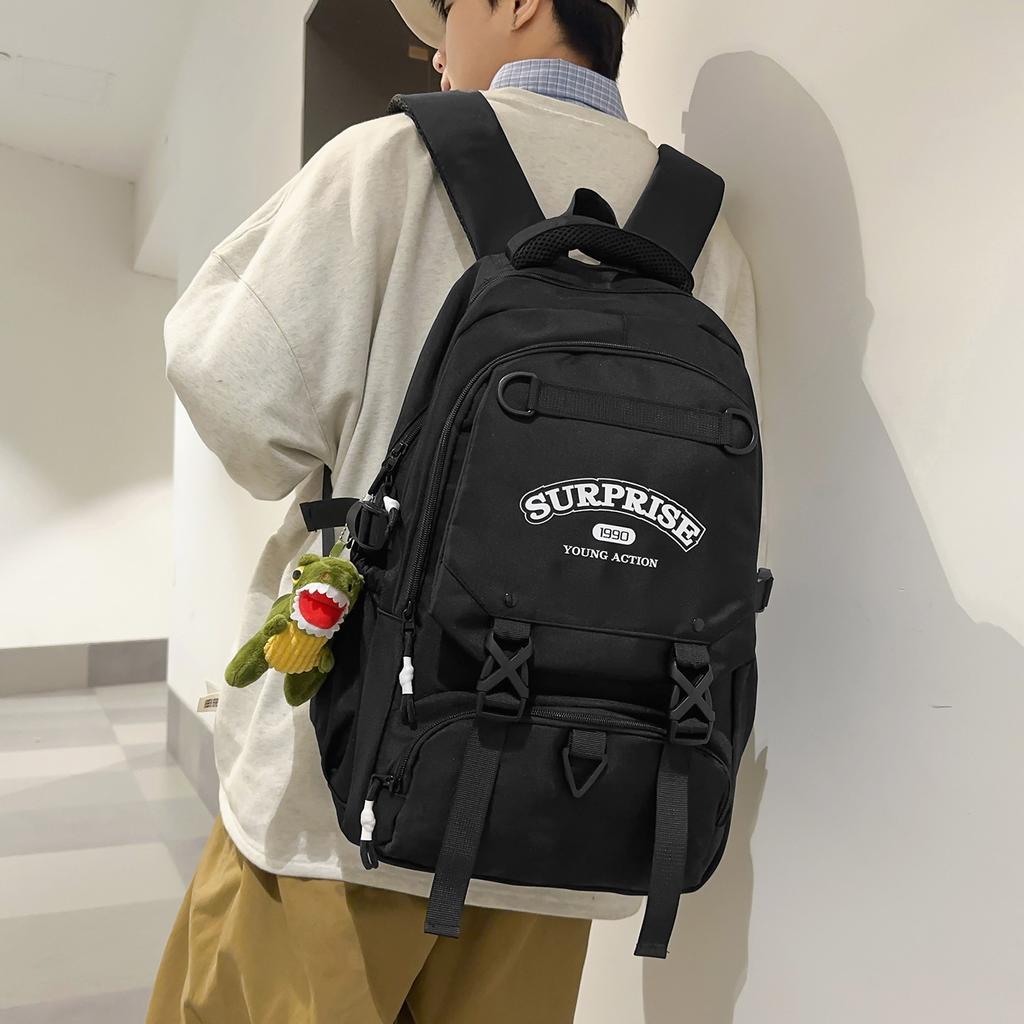 Schoolbag new trendy cool backpack large capacity male contrasting color versatile junior high school student schoolbag female casual backpack
