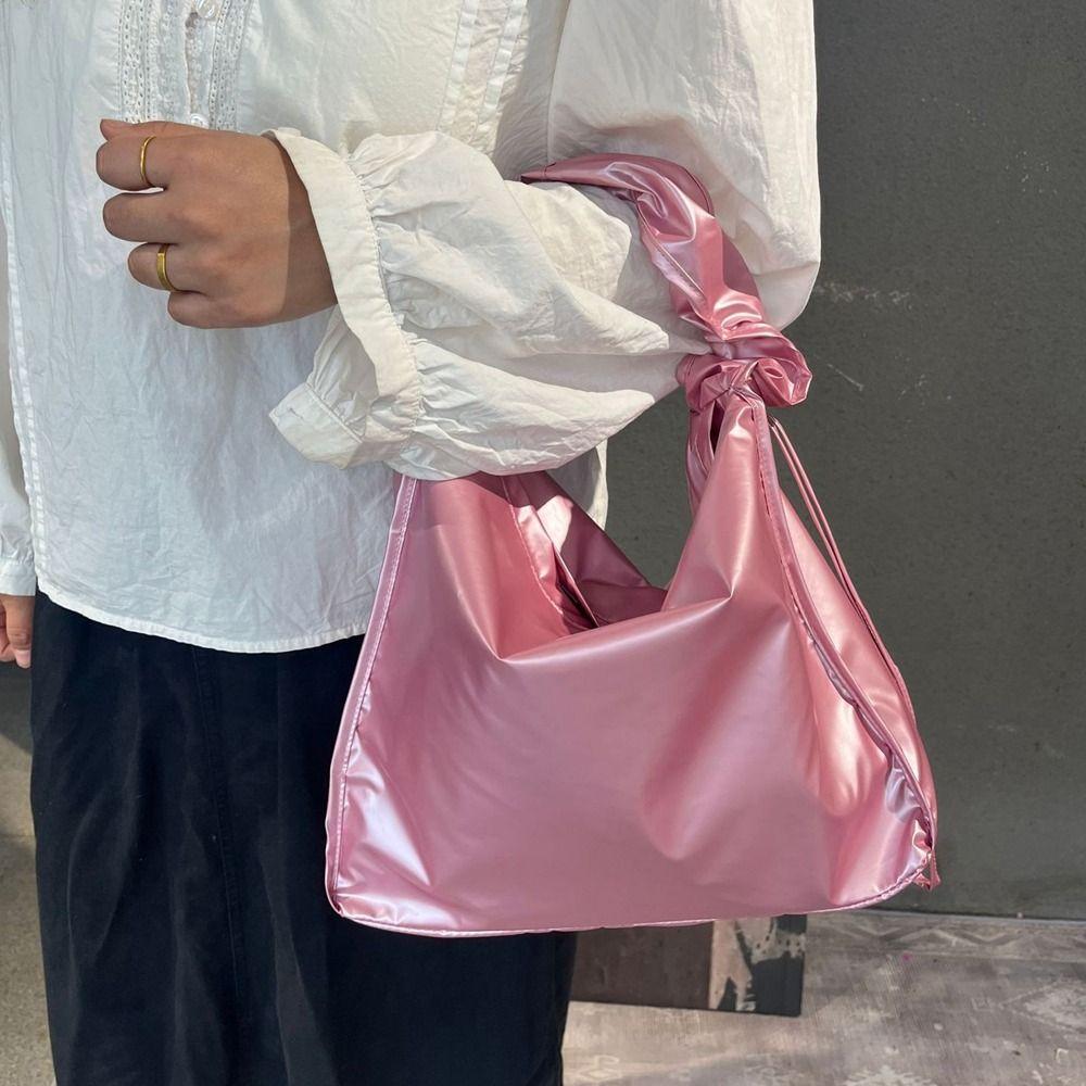 Handväska Dragskopåse Koreansk Stil Toteväska Trendig Veckad Nylon Axelväska Dam