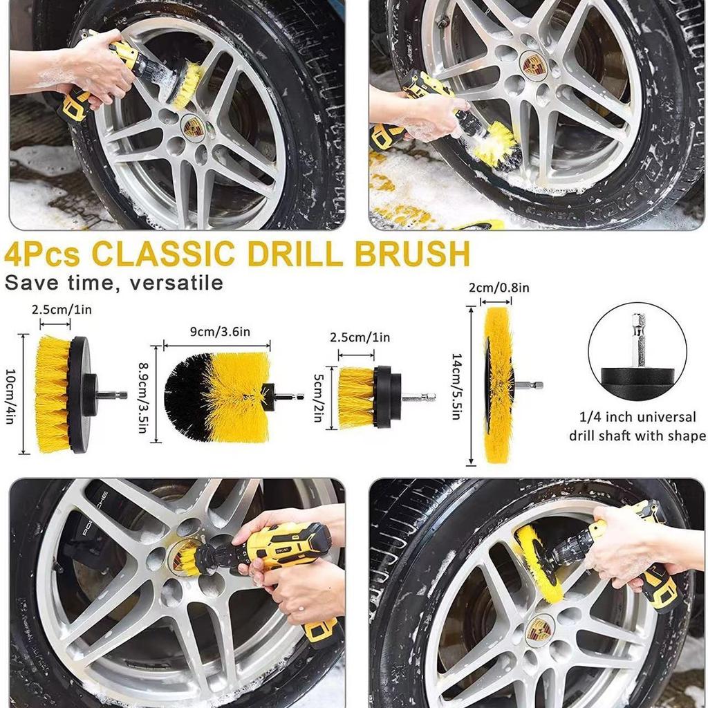 32-Piece Yellow Plastic Multi-Functional Car Cleaning Brush Set HSM HSM-888 Direct Factory Sale Air Vents Wheels