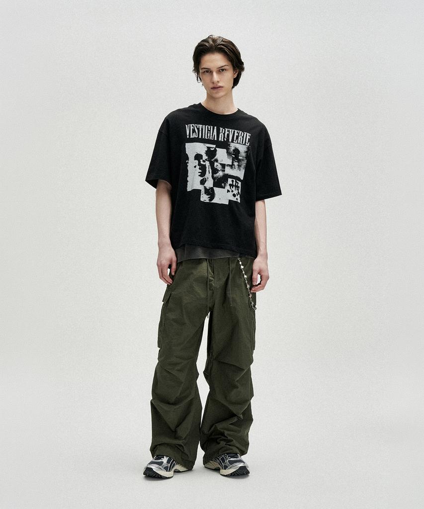 NOT4NERD Fragmented Self Loose Cropped T-Shirts - Black