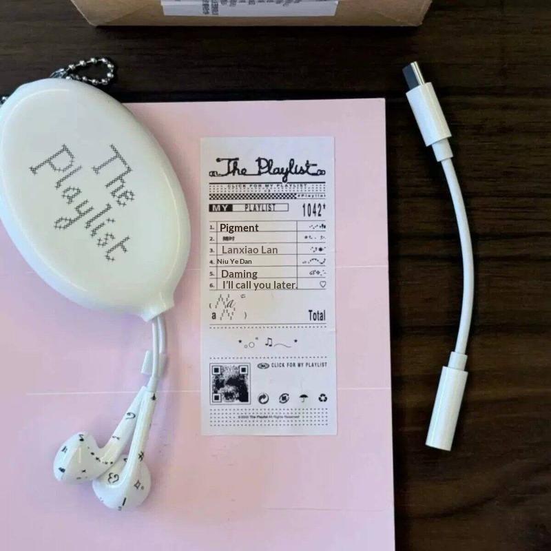 Cute Cartoon Pendant Keychain Harajuku Transparent Oval Earphone Storage Bag Portable Data Line Organizer Pouch